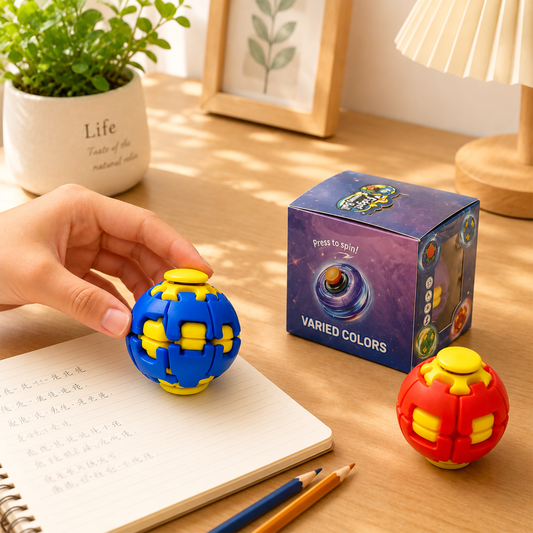 Interactive Press & Spin Fidget Ball – Rotating Sensory Stress Relief Toy