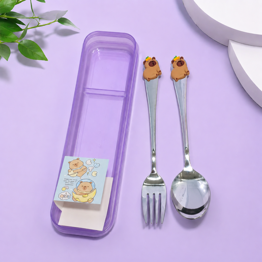 Kawaii Capybara Theme Children's Cutlery Set