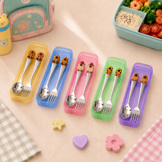 Kawaii Capybara Theme Children's Cutlery Set