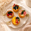 Kawaii Fruit Tart Keychain – Cute Simulated Dessert & Pastry Gold Clasp Bag Charm