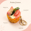 Kawaii Fruit Tart Keychain – Cute Simulated Dessert & Pastry Gold Clasp Bag Charm