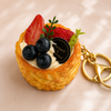 Kawaii Fruit Tart Keychain – Cute Simulated Dessert & Pastry Gold Clasp Bag Charm