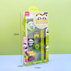 awaii Panda Stationery Set (QH-8264) packaged in a green window gift box with dimensions and visible stationery items.