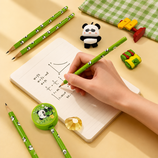 Kawaii Panda Stationery Set | DIY Assembled Panda & Backpack Erasers for Kids