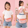 Kids colorful cartoon print waist bag with dual zippers and adjustable strap