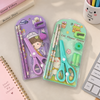 Kids Cartoon Stationery Set with Safety Scissors and Pencils