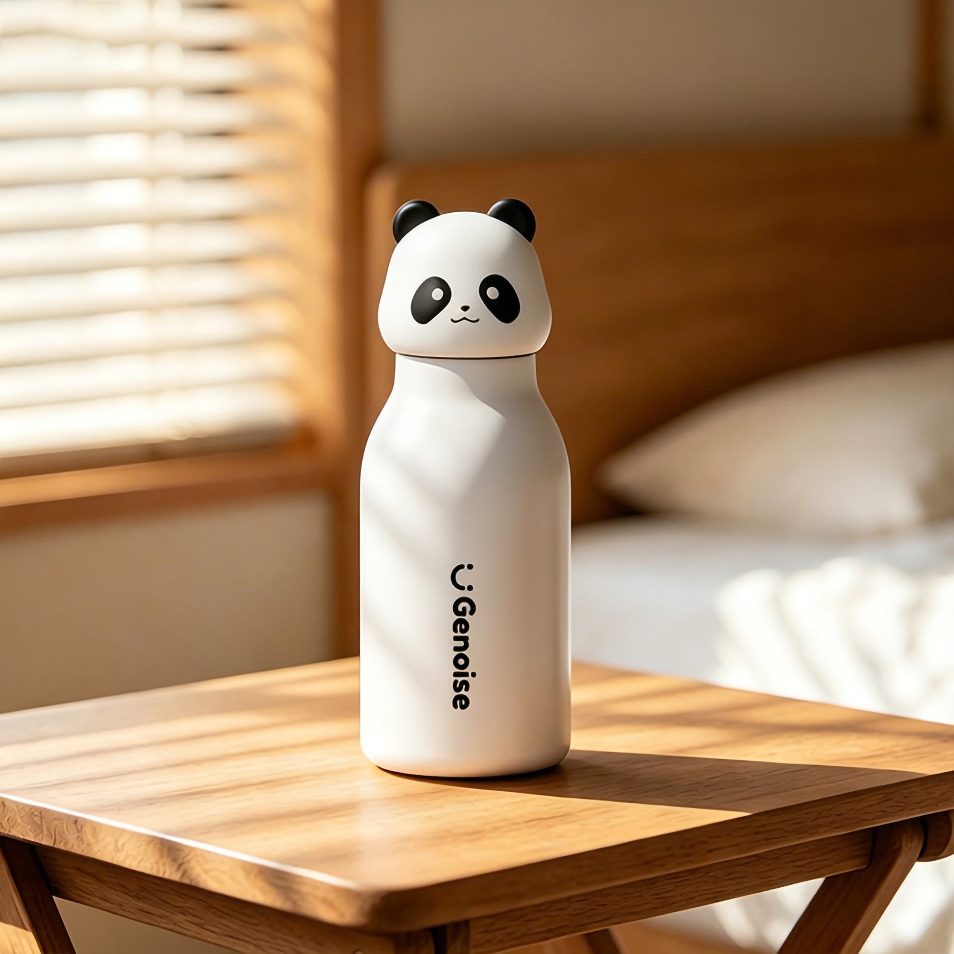 Cute panda themed insulated water bottles for kids, perfect for travel.