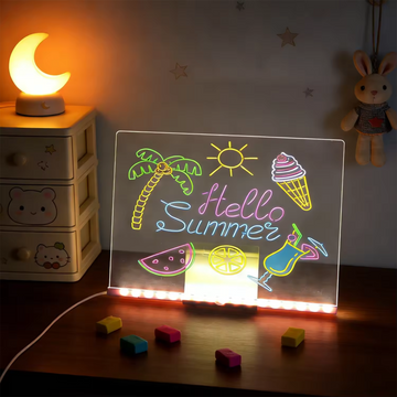 LED Acrylic Glow Drawing Board with Multi-Color Pens & Stand
