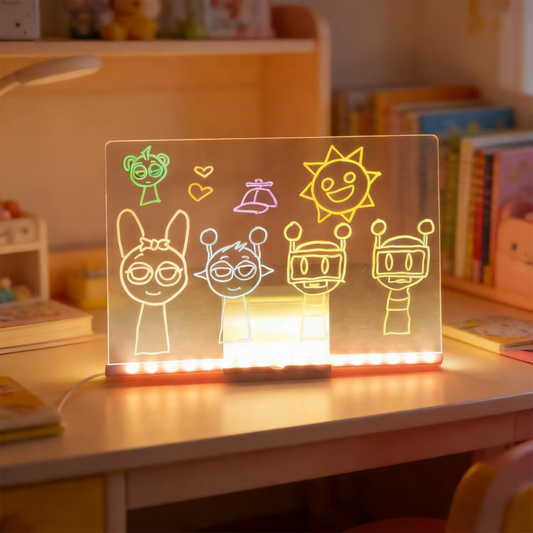 LED Acrylic Glow Drawing Board with Multi-Color Pens & Stand