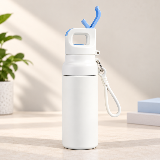 Leak-Proof Gym & School Water Bottle with Straw & Strap 500ml