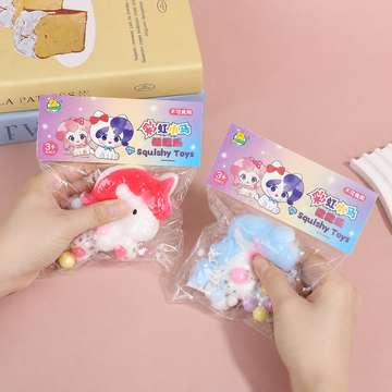 Magical Unicorn Squish Toy | Soft Sensory with Pom-Poms