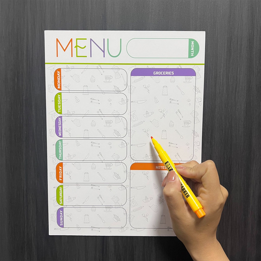 Magnetic Weekly Menu Planner and Grocery List for Fridge