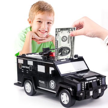 Police Cash Truck Password Piggy Bank - Fingerprint Touch