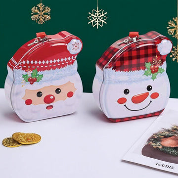 Santa Snowman Metal Money Box | Christmas Savings Box for Kids