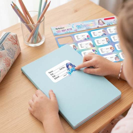 3D Mermaid Book Label | Name Stickers