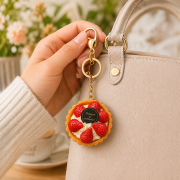 Mini Fruit Tart Dessert Keychain | Cute Simulation Pastry Bag Charm