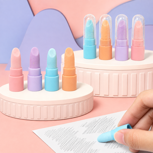 Novelty Lipstick Eraser Set of 4 | Colorful & Portable