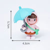 Cute Boy and Girl with Umbrella Miniature Figurines - Set of 2