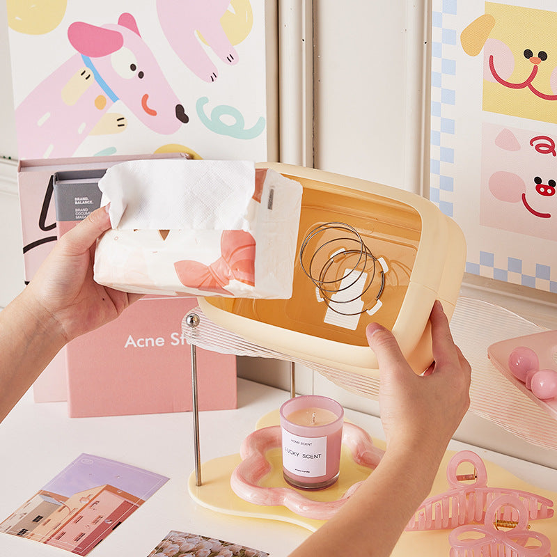 Stylish tissue holder for vanity, living room, and modern interiors.