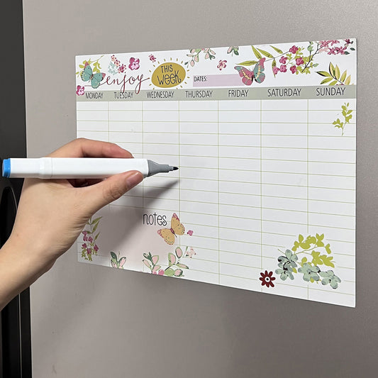 Floral Magnetic Weekly Fridge Calendar