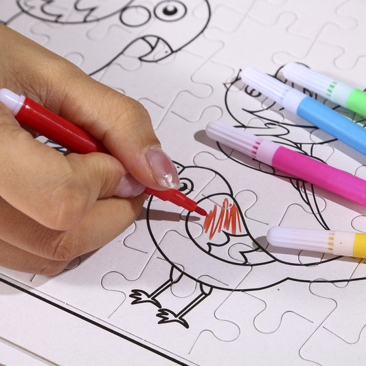 Kids Coloring Puzzle with Sketch Pens – Fun & Educational Toy