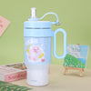 Cute Insulated Tumbler with Handle & Straw | Ice Cup - 850ml