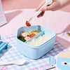 Pastel House Lunch Box with Spoon & Fork