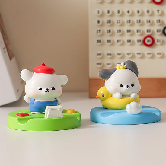 Handmade Painter Puppy mobile phone holder with red beret