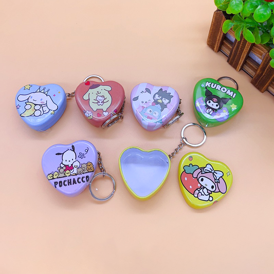 Kawaii Heart Mini Tin Box Keychain