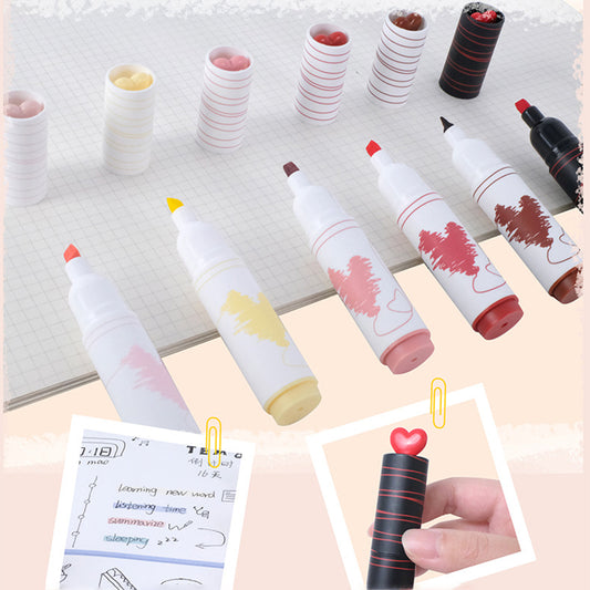 Trendy stationery – Peachy Heart pastel highlighters for notes & journaling