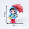 Cute Boy and Girl with Umbrella Miniature Figurines - Set of 2
