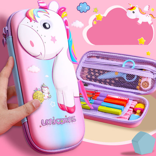Colorful 3D EVA Unicorn Pencil Case – Tough & Travel-Friendly