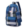 Large Capacity Casual Plaid School Bag with Detachable Pouch