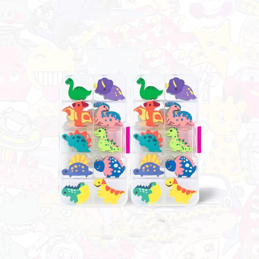 Cute 3D Dinosaur Theme Pencil Topper Eraser Set