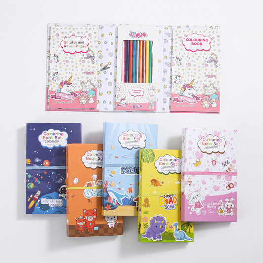 Kid's Coloring & Scratch Art Book Set
