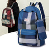 Large Capacity Casual Plaid School Bag with Detachable Pouch