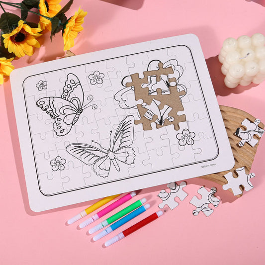 DIY Coloring Puzzle Set with 5 Sketch Pens – Creative Kids Activity