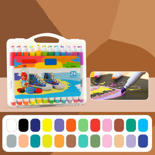 Rainbow Splash 24-Piece Acrylic Paint Pen Set - Ideal for Crafty Kids