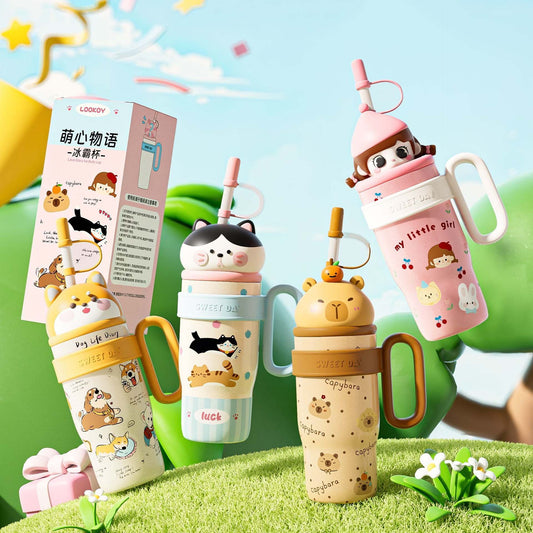 800ml Big Mac Ice Cup with Straw & Handle
