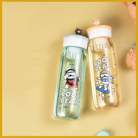 3D Bear Clear Water Bottle | 600ml Kids Fruit Infuser Sipper