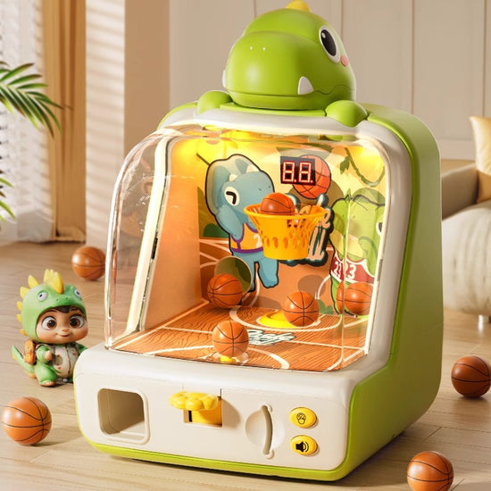 Mini Dinosaur Basketball Arcade Game Toy with LED Score Display and Hoop