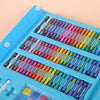 Large art set for kids with 208 supplies including watercolor pens, oil pastels, and color pencils, contained in a cheerful, portable case.