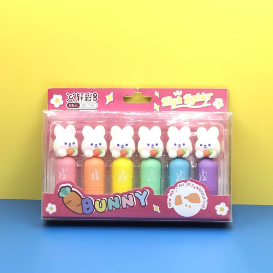 Pastel Bunny Highlighters ✨ | 6 Soft Shades for Cute Notes