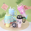 Cute Insulated Tumbler with Handle & Straw | Ice Cup - 850ml