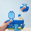 2-in-1 Kids Dual Compartment Bottle with Straws 580ml