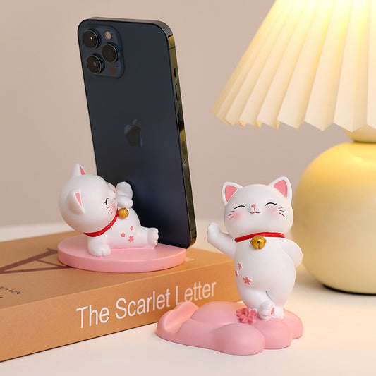 Sakura Cat Phone Holder | Kawaii Desk Buddy