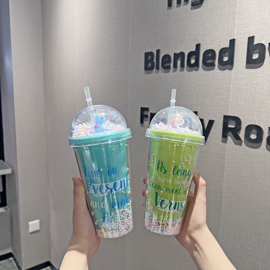 Unicorn Dream Glitter Sipper Cup with Straw