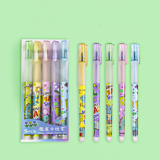 Cartoon Erasable Gel Pen Pack of 5pcs