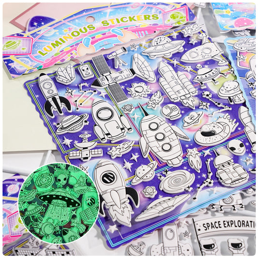 Luminous 3D Glow in the Dark Spaceship Sticker