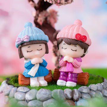Cute Wishing Winter Kids Figurines - Set of 2